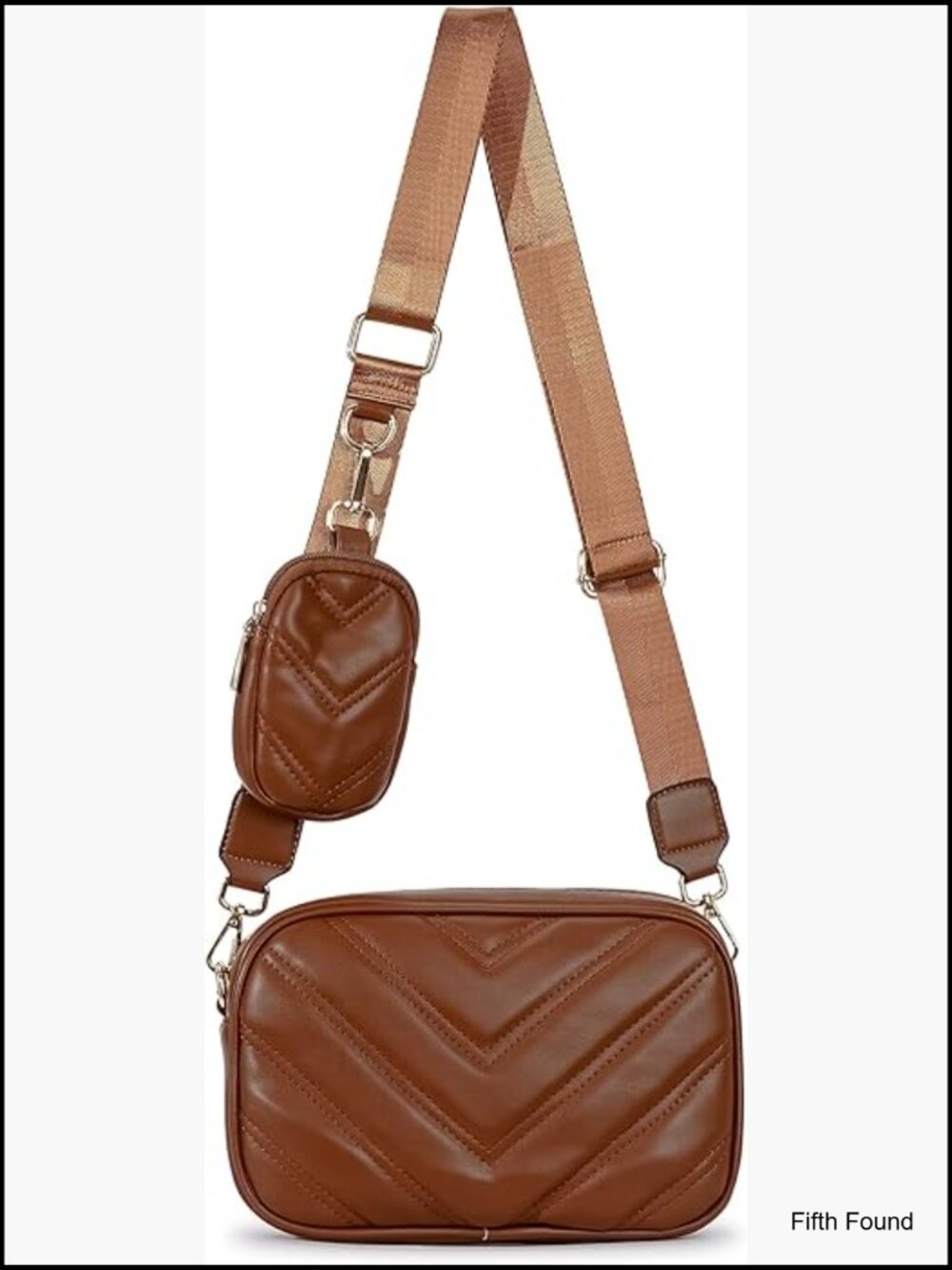 Quilted Crossbody Bag with Coin Purse, Vegan Leather Camera Bag, Adjustable